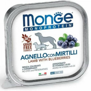 MONGE DOG MONOPROTEIN FRUITS LAMB suņu konservi Jērs, mellenes 150g
